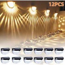 12/6 Solar Fence Lights, Solar Platform Lights, Solar Wall Lights, Rechargeable Solar Cells, Suitable For Front Porches, Security Lights, Wall In (Option: Warmcolors-12PCS)